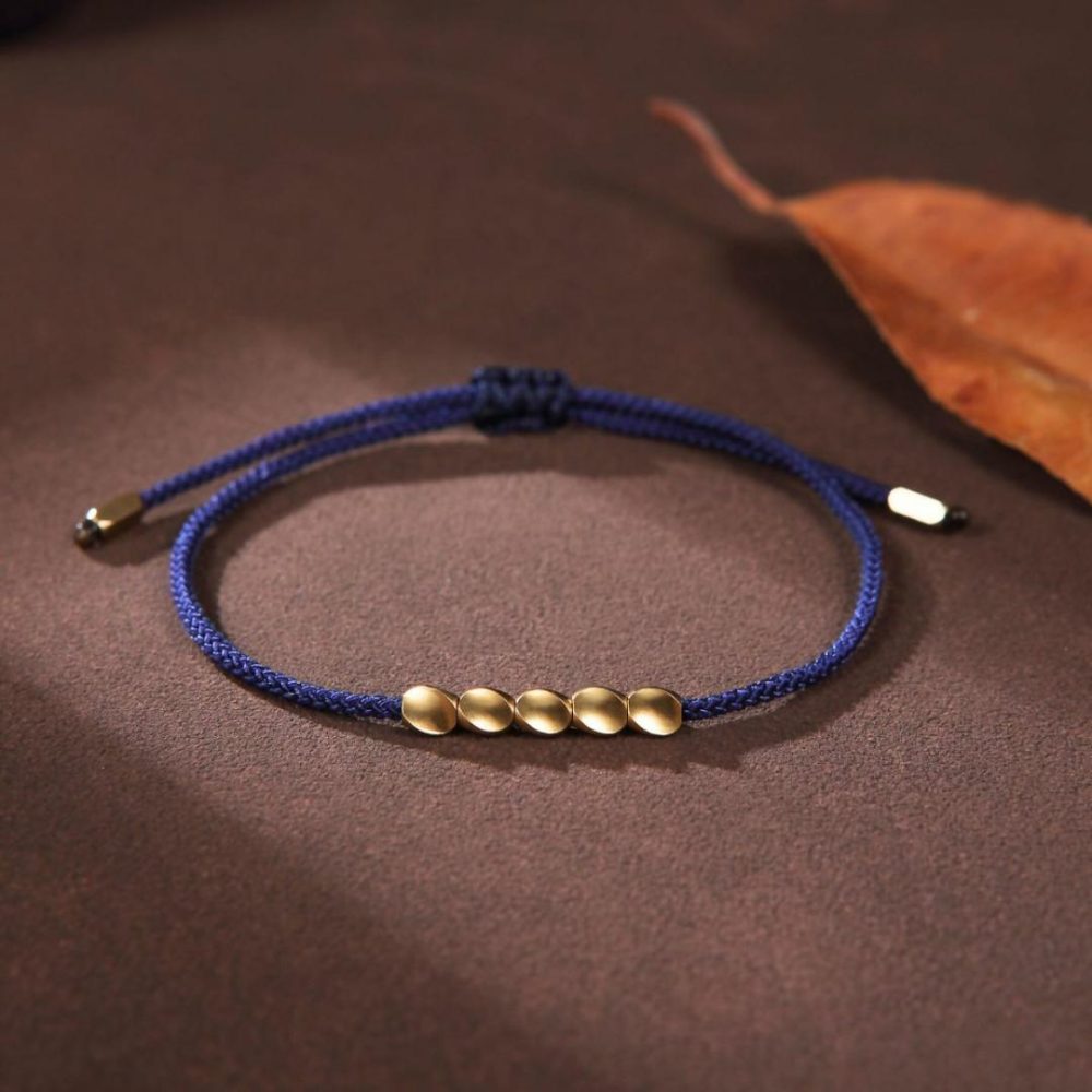 Bracelets & Knots |   Five Lucky Beads Copper Bracelet – Blue, Gray, Red String – Attract Luck Blue Bracelets & Knots Blue