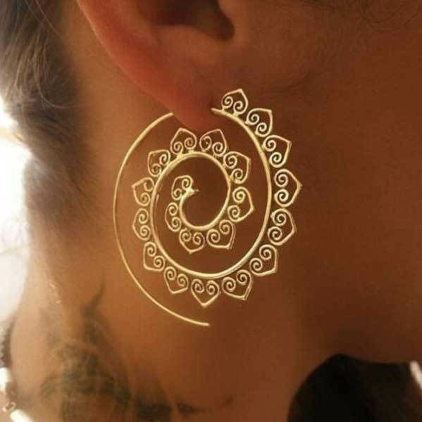 Rings & Earrings |   Spiral Hippie Hoops – Large Statement Earrings – Gold-Plated OMT Jewelry Gold-Plated