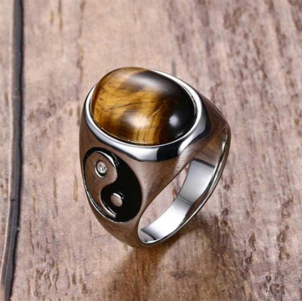 Rings & Earrings |   Yin Yang Tiger’s Eye Protection Ring – Attract Positivity 10 | Get Both OMT Jewelry 10 / Get Both