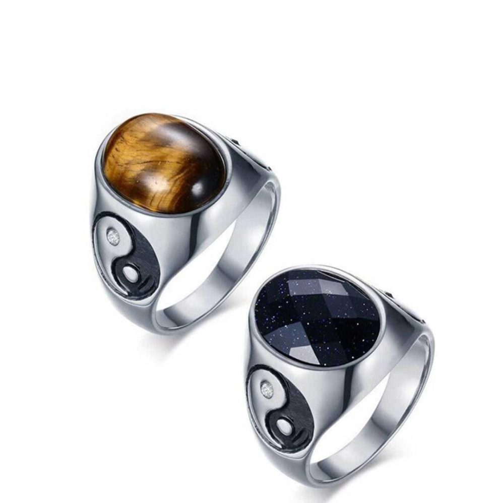 Rings & Earrings |   Yin Yang Tiger’s Eye Protection Ring – Attract Positivity 12 | Brown Tiger’s Eye OMT Jewelry 12 / Brown Tiger's Eye